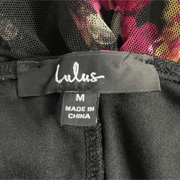 Lulus Size Medium  Top Blouse Long Sleeve Floral Ruched - Picture 7 of 8